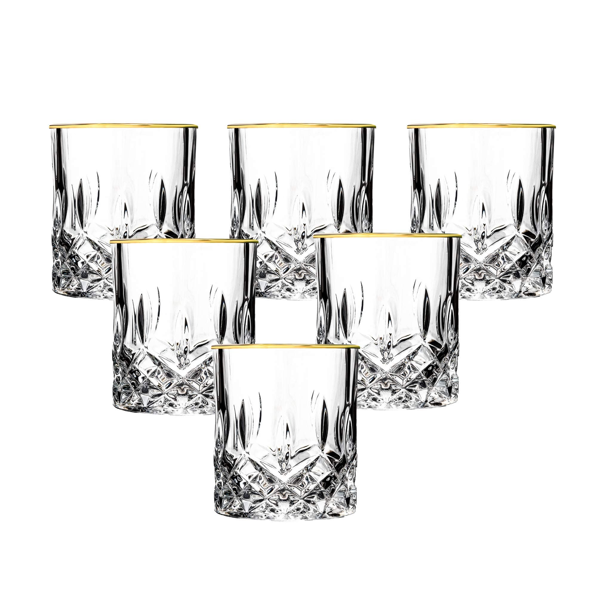 Lorren Home Trends Siena Collection Gold Trimmed 4-Piece Shot Glass Set