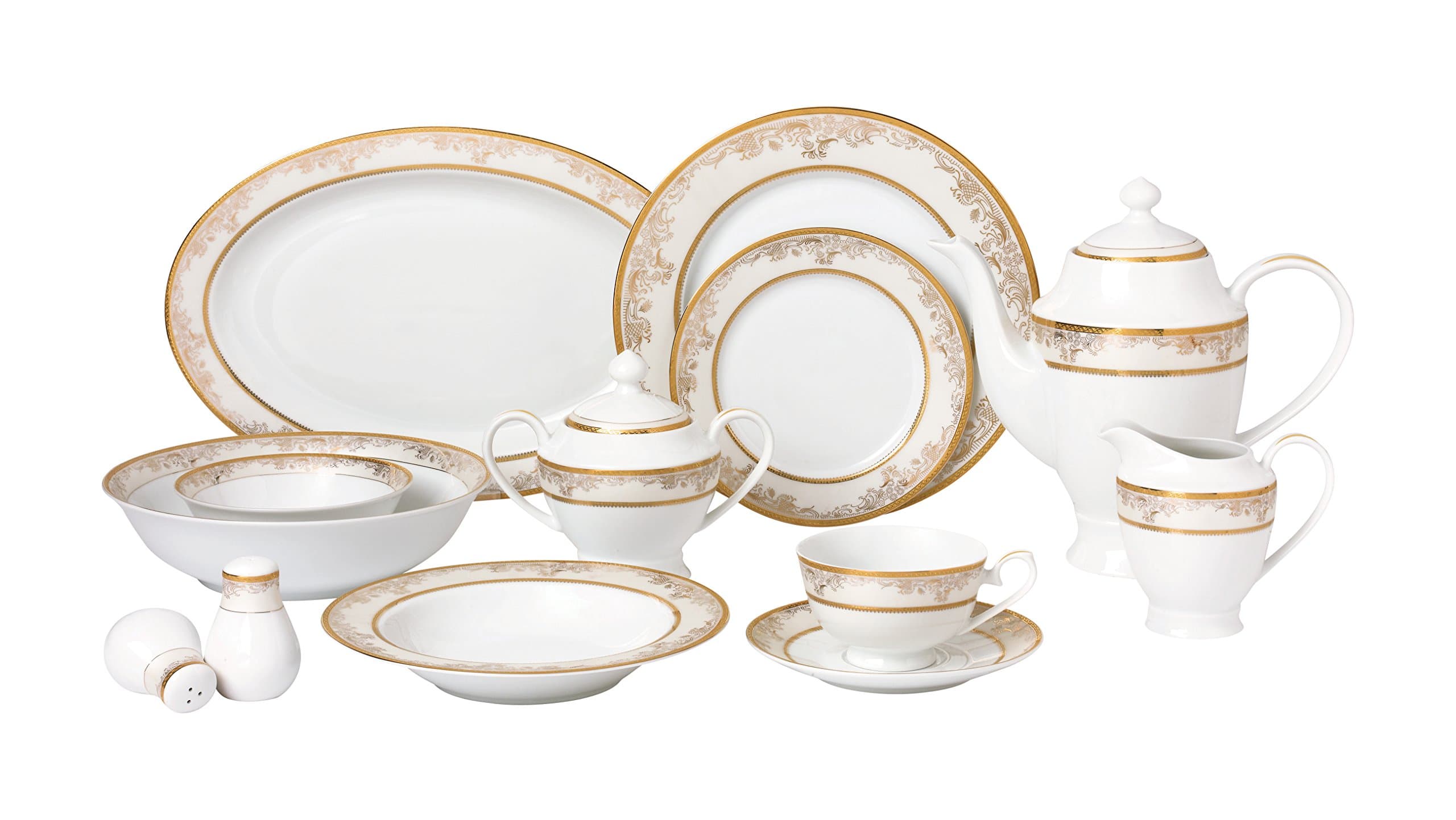 Lorren Home Trends 57 Piece 'Chloe' Bone China Dinnerware Set (Service for 8)