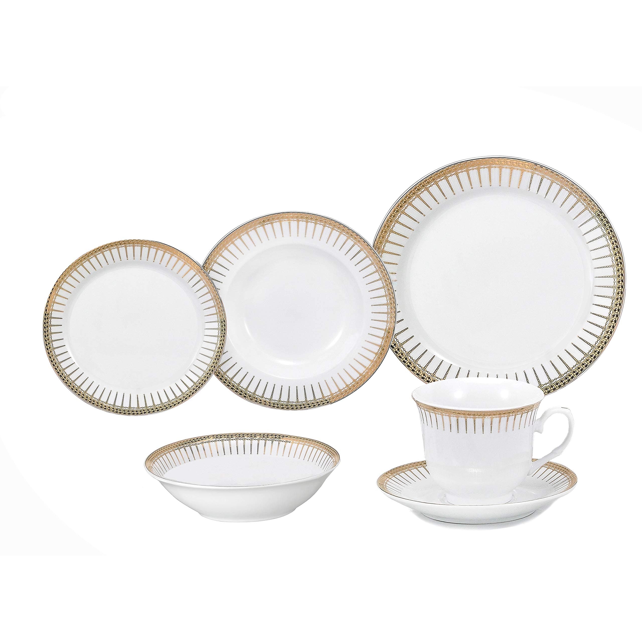 Refined title: Lorren Home Trends Aria Dinner Set in Gold