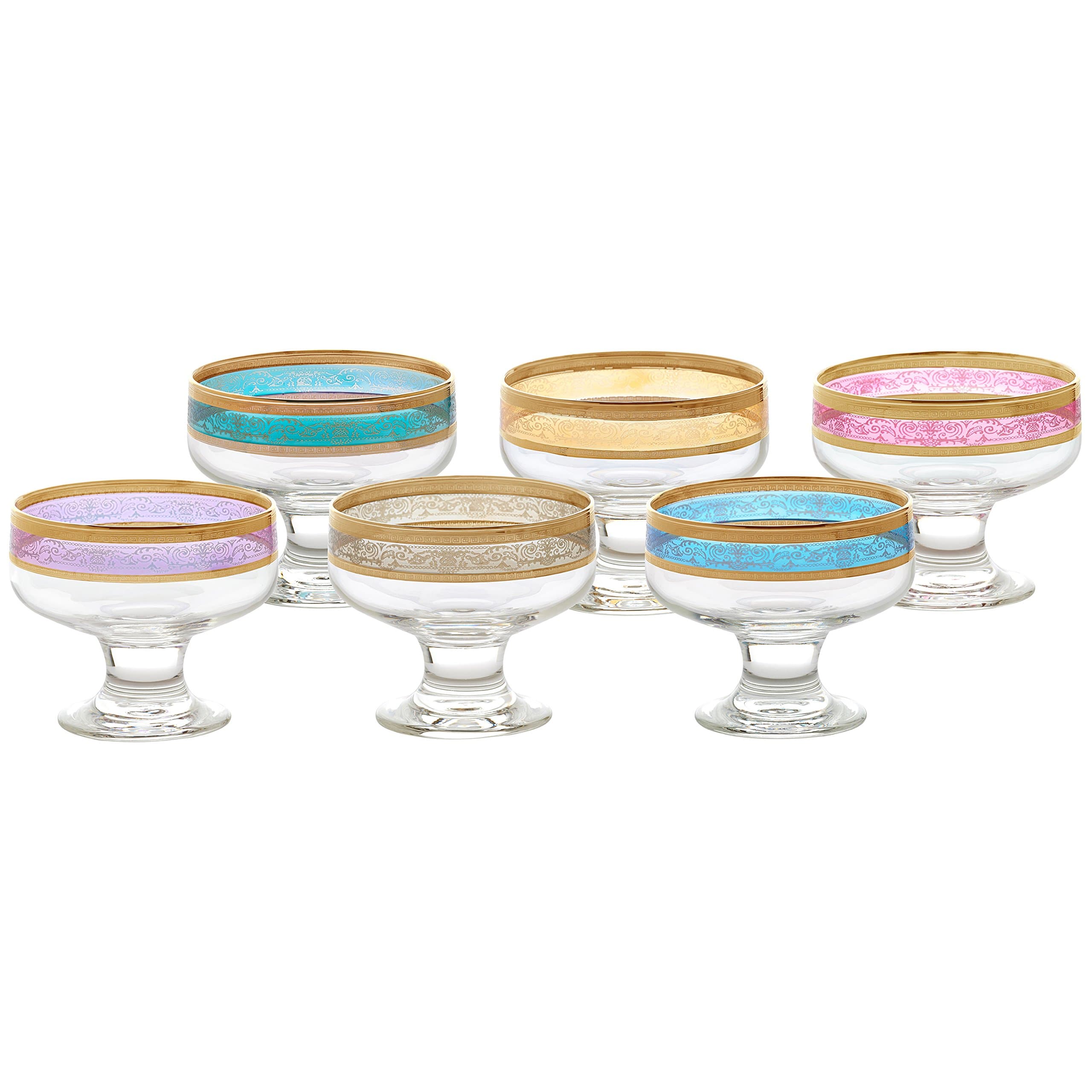 Lorren Home Trends Pedestal Bowls, Set of 6, Multicolored