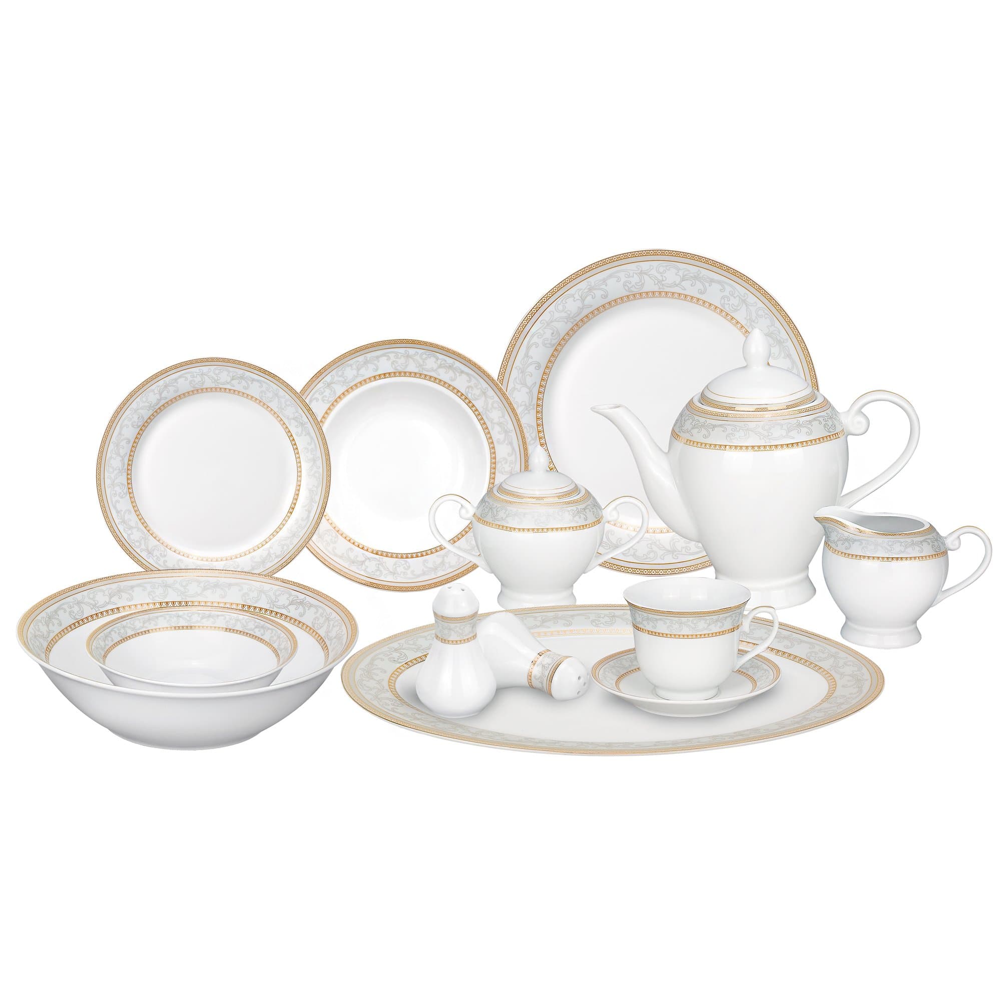Lorren Home Trends Giada 57-Piece Porcelain Dinnerware Set for 8