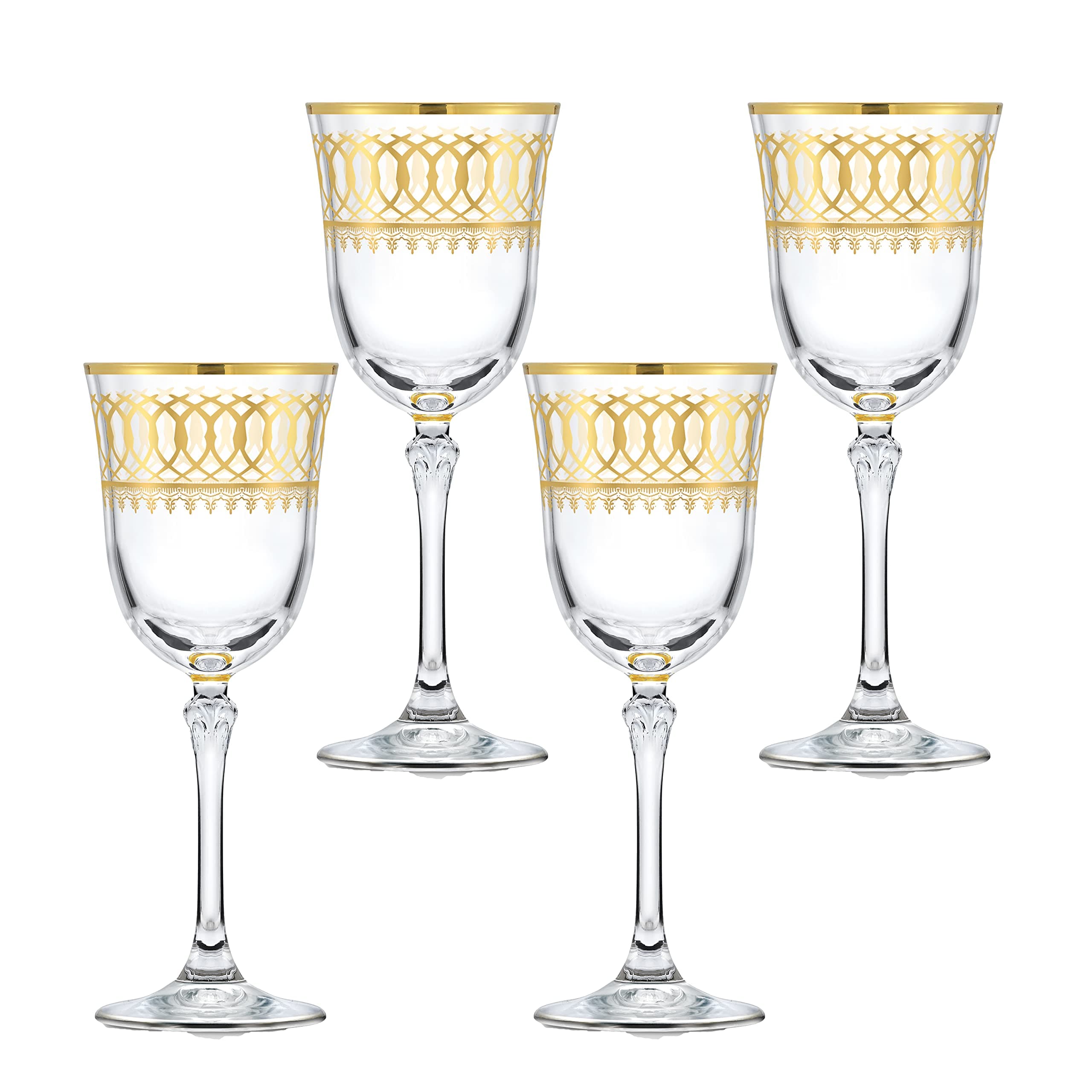 Lorren Home Gold Embellished Red Wine Goblet Set