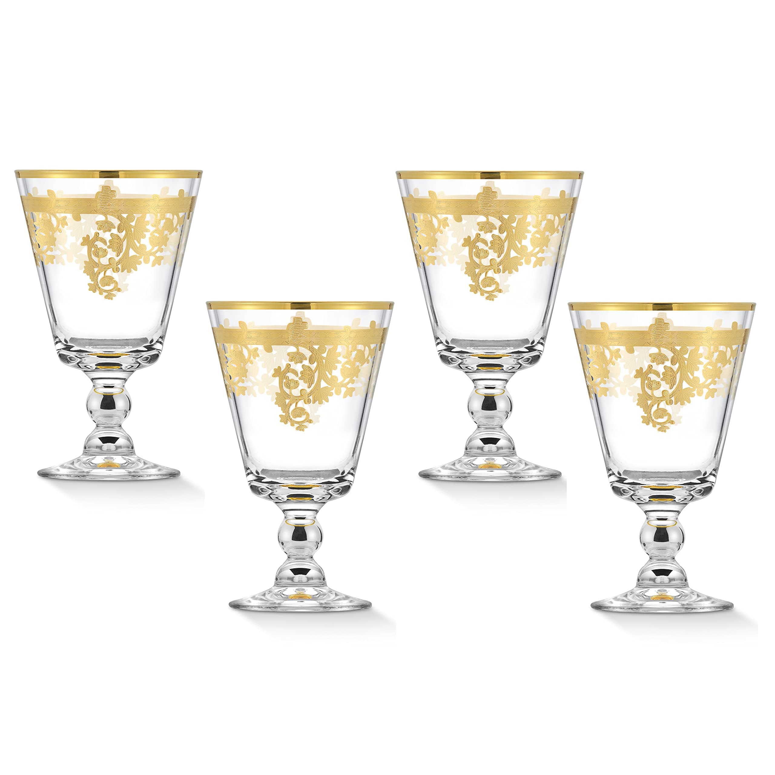 Lorren Home Trends Rosalia Gold Short Goblets Set