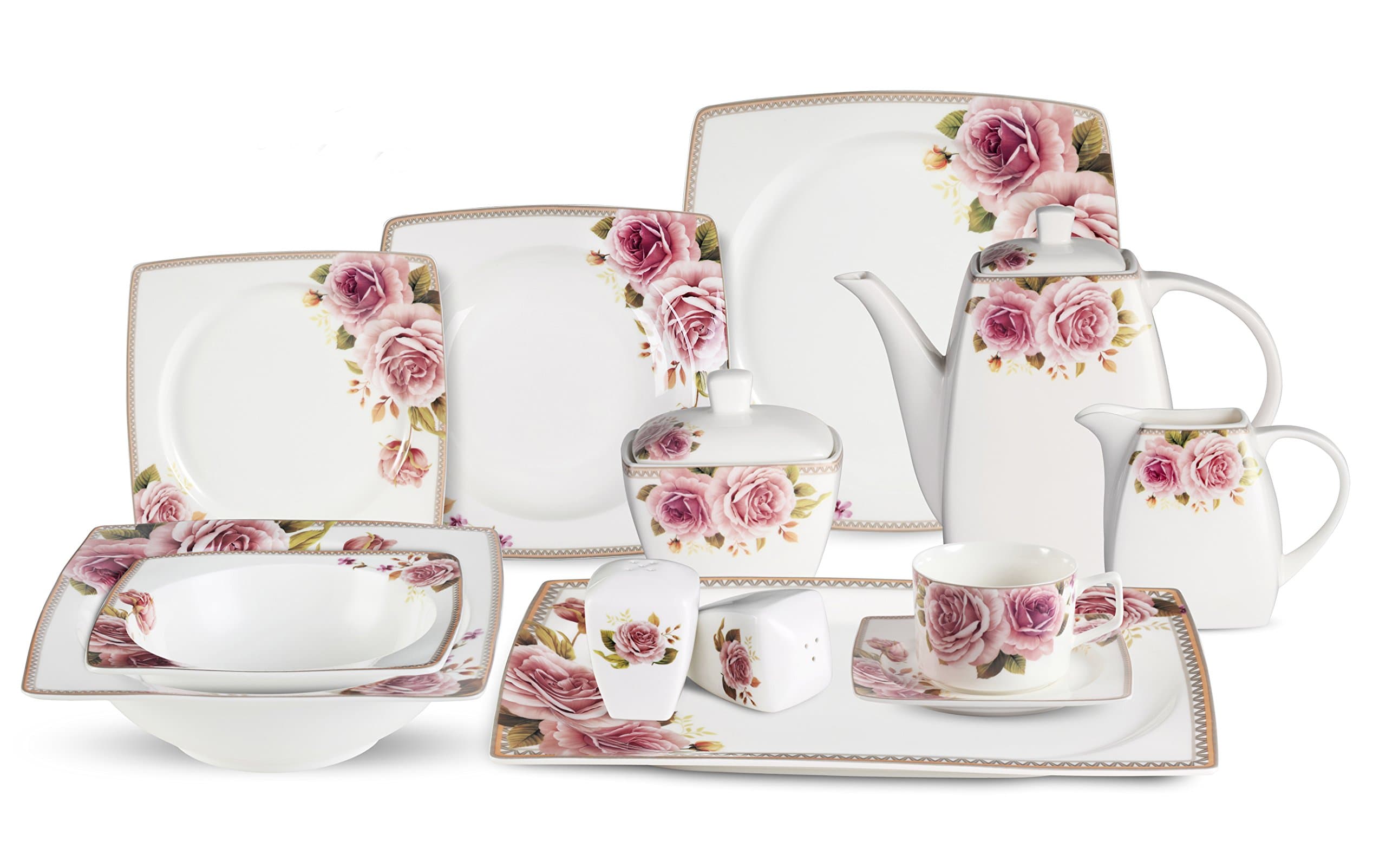 Lorenzo Multicolor 57 Piece Elegant Bone China Dinnerware Set for 8