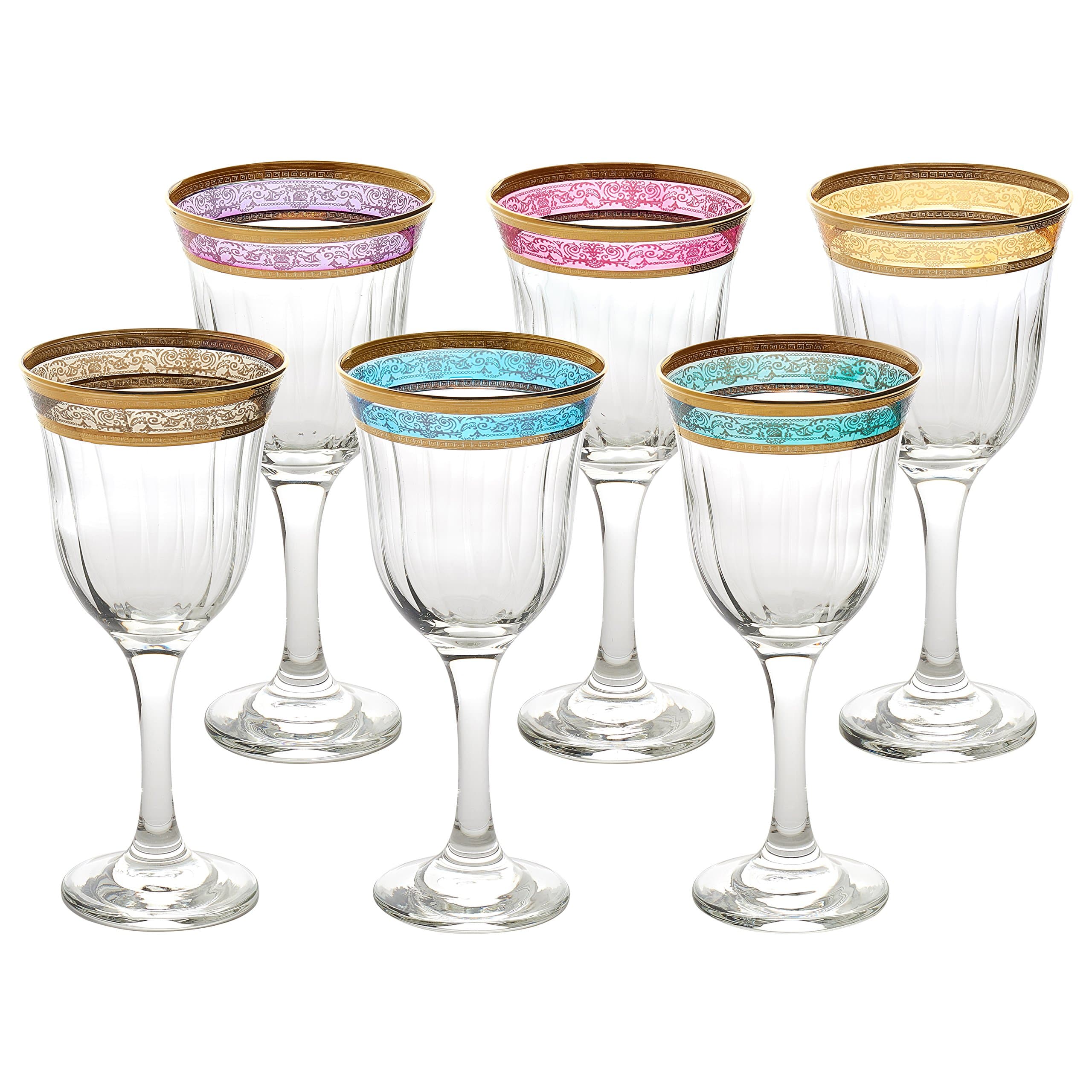 Lorren Home Trends Red Wine Melania Collection Multicolored Bowl Set of 6