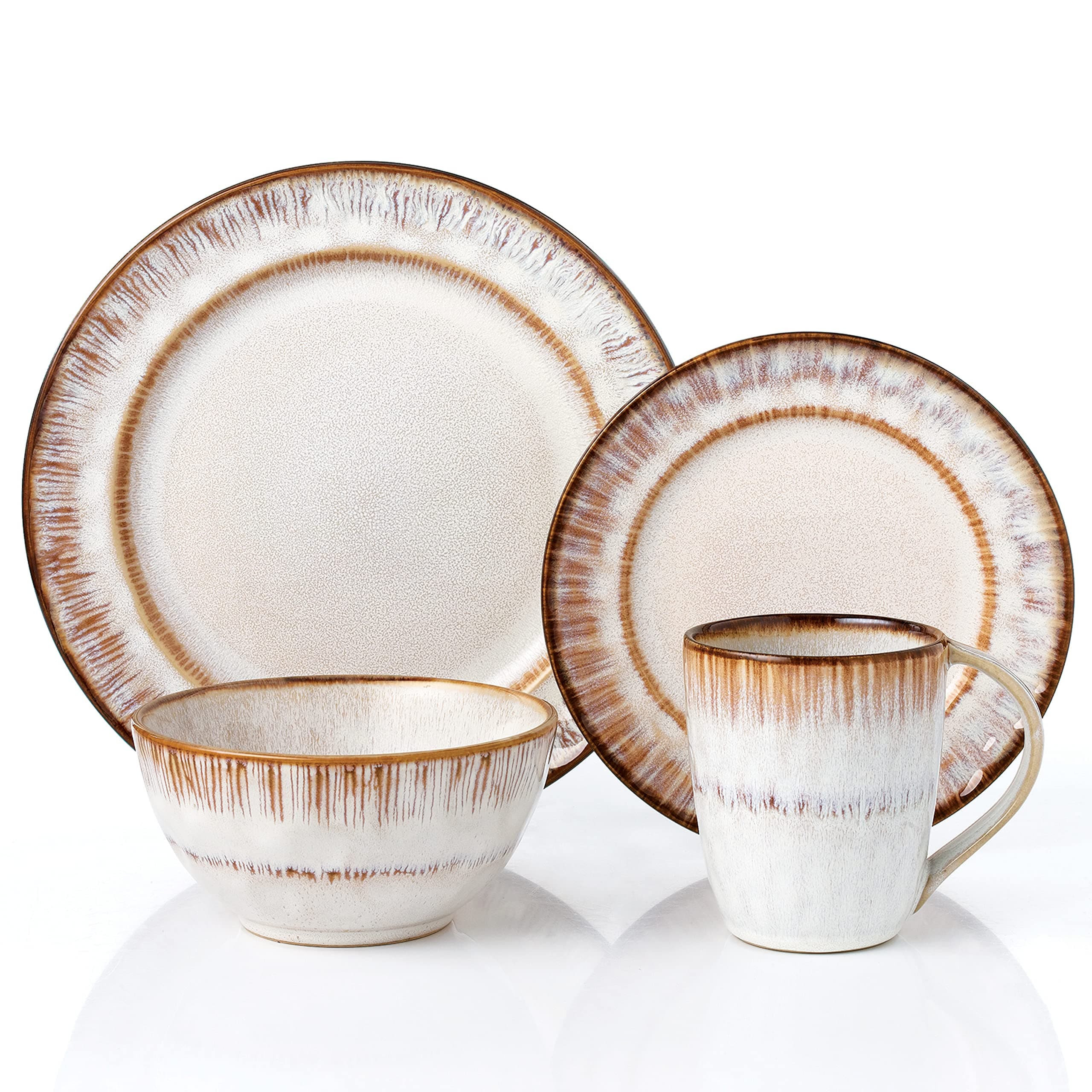 Revised title: Lorren Home Trends 16-Piece Stoneware Set in Mocca Swirl